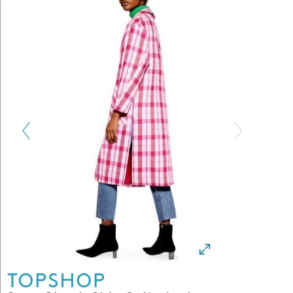 Suzy check side split jacket, pink plaid coat NWT - Picture 7 of 8